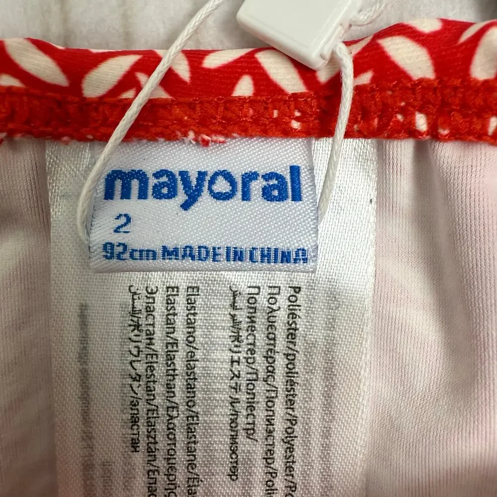 Mayoral Girls Swimsuit Size 2 Red‎ Grenadine Ruffle Two Piece